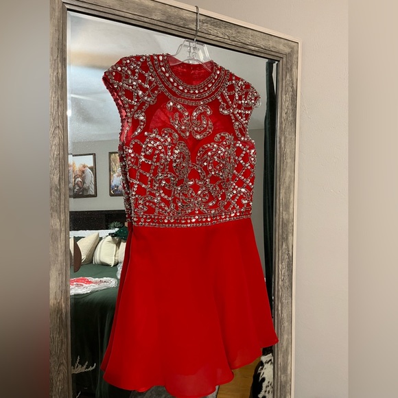 Beaded Red Dress Perfect for Homecoming or formal event! - Picture 2 of 4